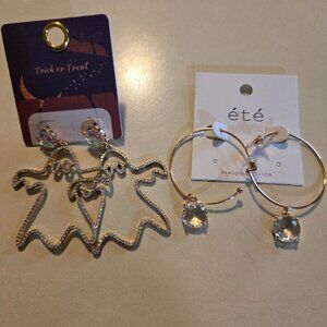 2 pairs of crystal & gold earrings, NWT, new from fall Market